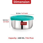 Stainless Steel Airtight Storage Containers for Kitchen - 450 ML (Set of 6)