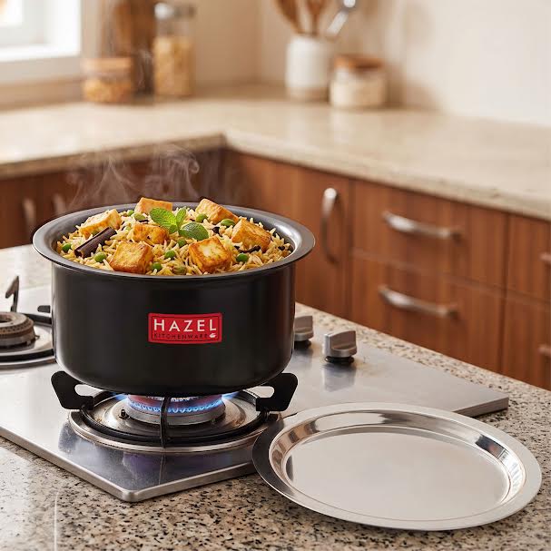 Hard Anodised Aluminium Boiling Tope with Steel Lid, Durable Cooking Patila