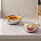 Triply Stainless Steel  Kadhai/Tasra with Induction Base, 1500 ml, 20.5 cm