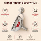 Stainless Steel Funnel with Filter, Wide Mouth Metal Funnel with Handle & Removable Strainer