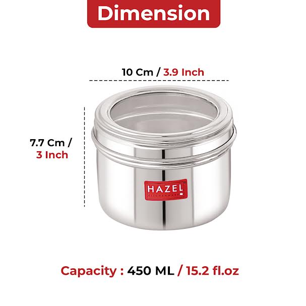 Stainless Steel Airtight Masala, Spice Container Set for Kitchen Storage