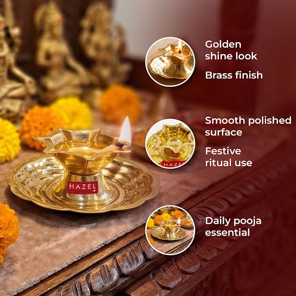 Small Brass Diya Thali, 8cm