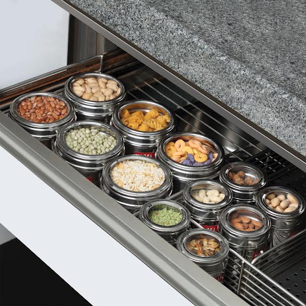 Stainless Steel Airtight Masala, Spice Container Set for Kitchen Storage