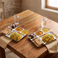 5 Compartment Stainless Steel Plate Set of 2, All in 1 Big Thali