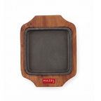 Sizzling Brownie Plate / Tray With Wooden Base Square, 5 Inch