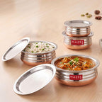 Copper Bottom Urli With Lid, Set of 4 (800ML, 1200ML, 1600ML, 2000ML)