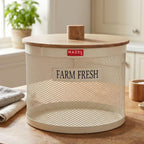 Fruit Basket for Dining Table Mesh Basket with Wooden Lid — product profile