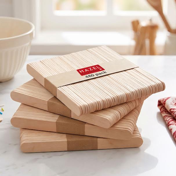 Wooden Ice Cream Sticks – Pack of 480, Beige