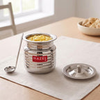 Stainless Steel Supreme Hammered Finish Oil Ghee Pot, 400 ml, Silver