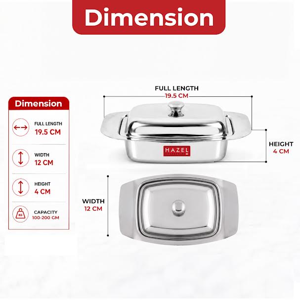 Stainless Steel Butter Box, Butter Dish with Lid for Storage, 500g Butter Capacity