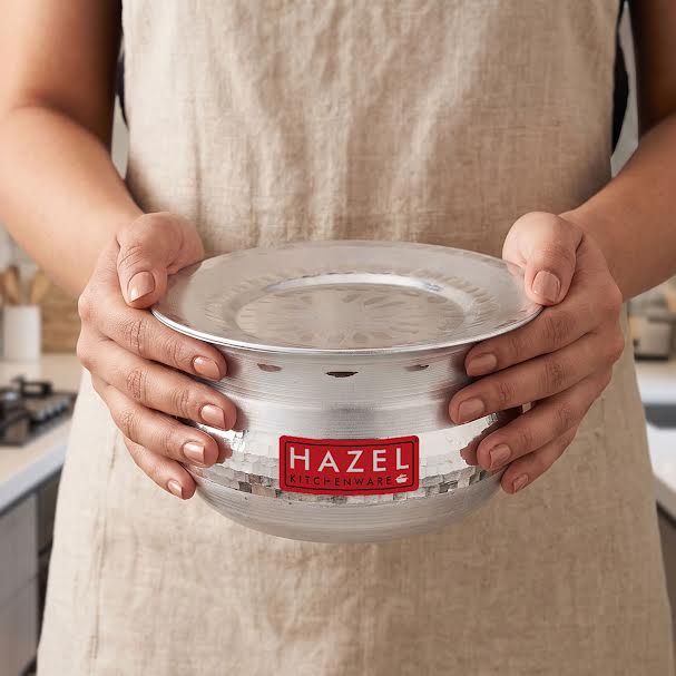 Aluminium Hammered Handi with Lid, 1.2 L, 15.5cm