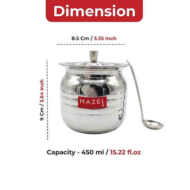 Stainless Hammered Finish Oil or Ghee Pot, 450ML