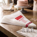 Disposable Piping Bags, Pack of 100 with 3 Nozzles(Round, Star & Ruffles)