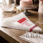 Disposable Piping Bags, Pack of 100 with 3 Nozzles(Round, Star & Ruffles)