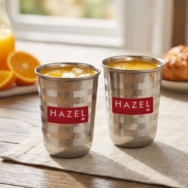 Stainless Steel Drinking Glass, Multi Purpose Glaases, 250ml, Set of 2 — close view