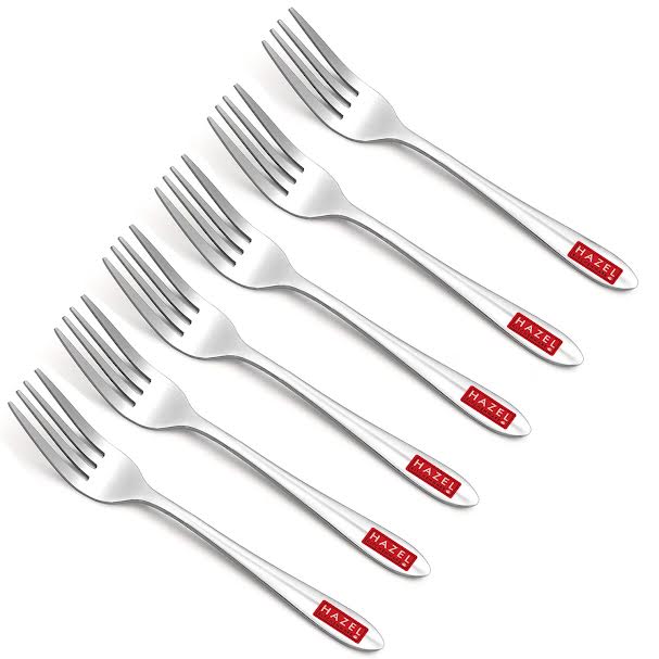 HAZEL Stainless Steel Table Fork Set of 6, 16 cm Dining Forks