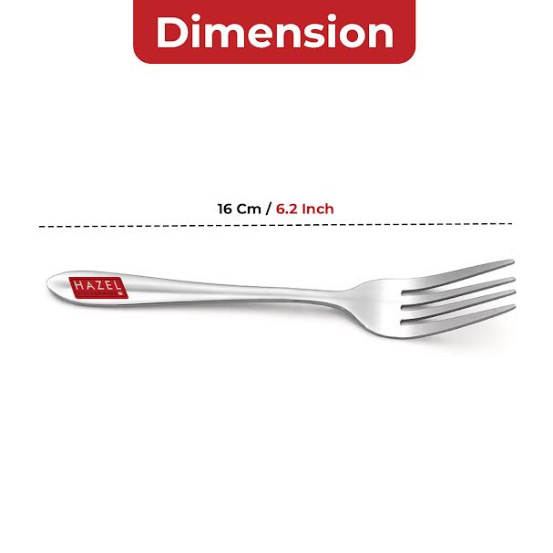 HAZEL Stainless Steel Table Fork Set of 6, 16 cm Dining Forks