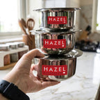 Stainless Steel Patila (Tope) Round Bottom Set of 3, 300ML, 500ML & 800ML