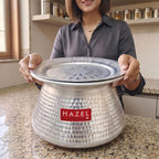 Aluminium Hammered Handi with Lid, 7.2 L, 26cm