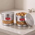 Stainless Steel Glossy See Through Containers, 1100 ML (Set of 2)
