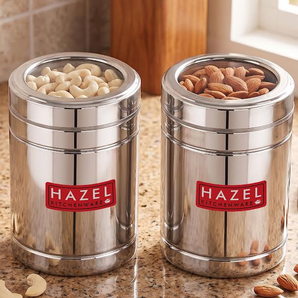 Airtight Stainless Steel Storage Containers with Transparent Lid