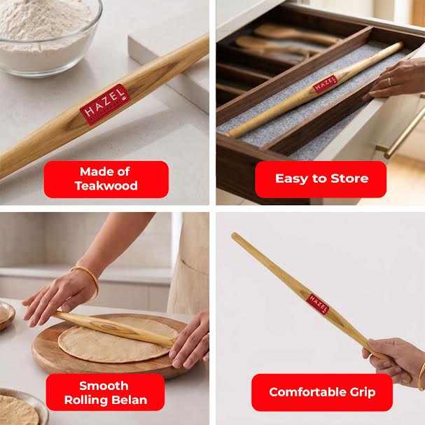 Wooden Belan /Rolling Pin for Chapati ,Puri & Papad, 36cm
