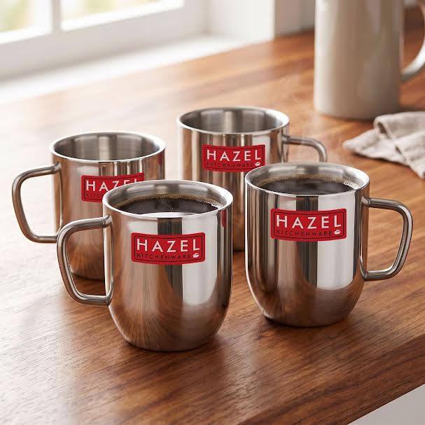 Plain Stainless Cute Coffee Mug Set  of 4, 300 ML (Each)