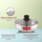 Aluminium Tasra with Glass Lid, 1500 ML, 18.5 cm
