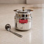 Stainless Steel Supreme Hammered Finish Oil Ghee Pot, 400 ml, Silver