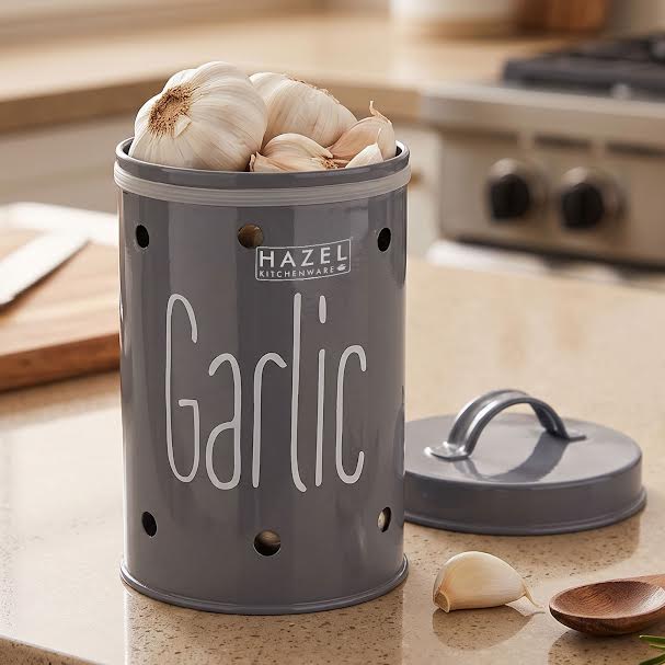 Garlic Storage Container with Lid 1kg – Grey