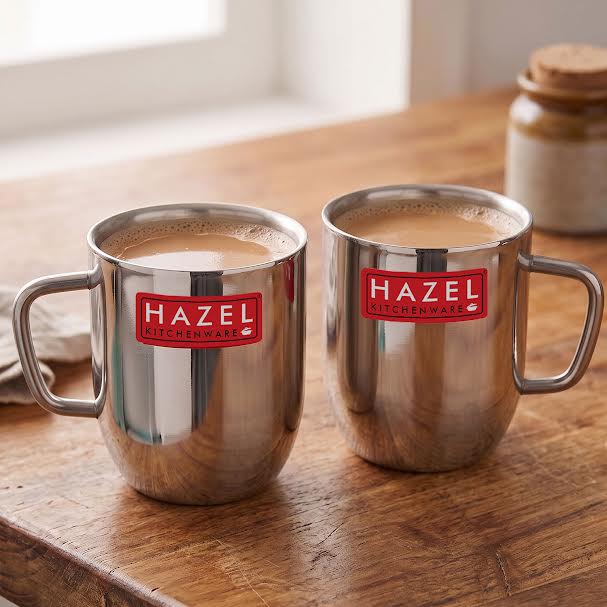 Plain Stainless Cute Coffee Mug Set of 2, 300ML (Each)