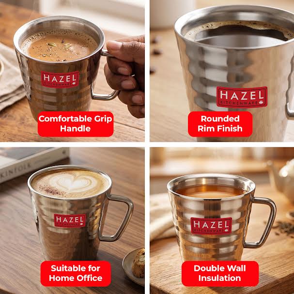Stainless Steel Coffee Tea Mug Set, Cups for Hot & Cold Drinks