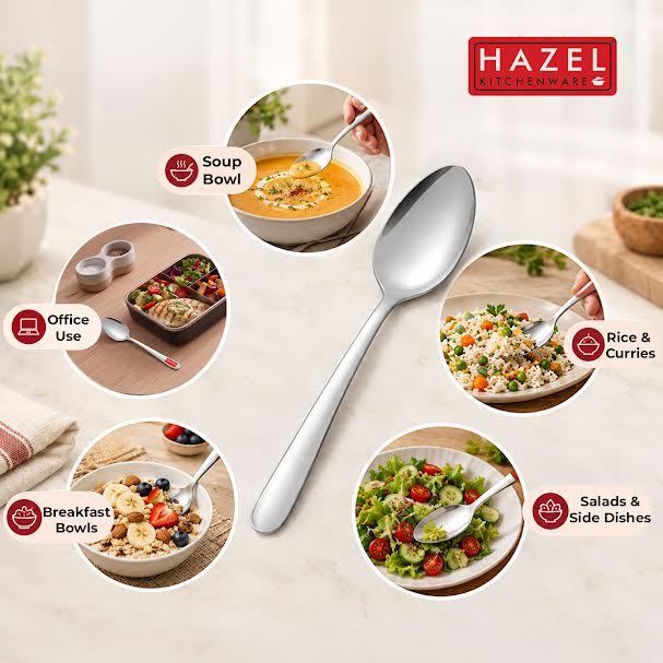 Stainless Steel Spoon Set of 6, 16 cm Dining & Kitchen Spoons