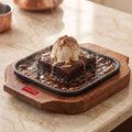 Sizzling Brownie Plate / Tray With Wooden Base Square, 6 Inch
