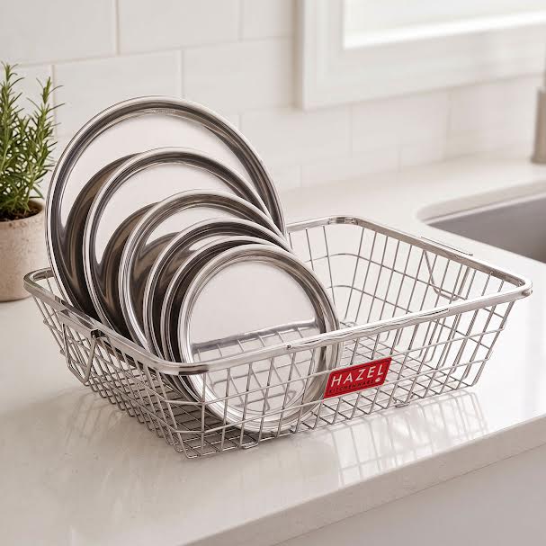 Stainless Steel Dish Drainer Rack for Plates and Utensils