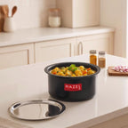 Hard Anodised Aluminium Patila with Lid, (  1500ML, Lid 18.3 cm), Black