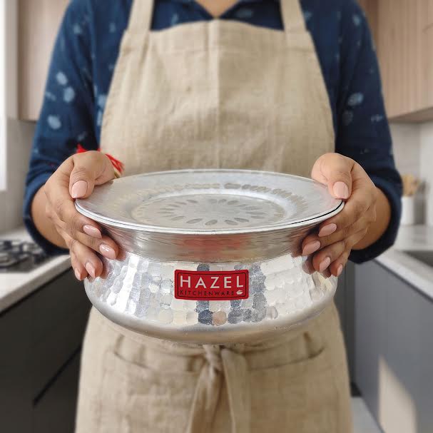 Aluminium Hammered Handi with Lid, 2.9 L, 23.5cm