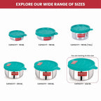 Stainless Steel Airtight Storage Containers for Kitchen - 450 ML (Set of 6)