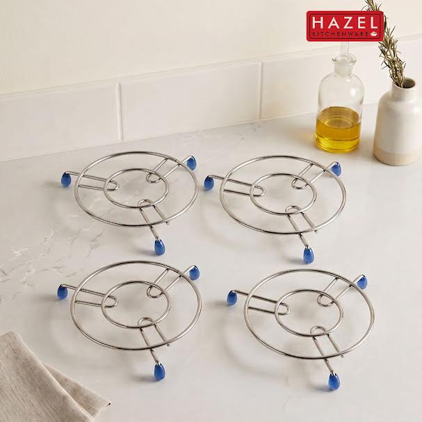 Stainless Steel Trivet Hot Pot Stand with Silicone Grip Heat Resistant