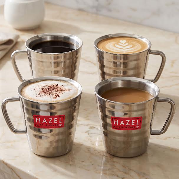 Stainless Steel  Classic Coffee Mug Set of 4, 300ML (Each)