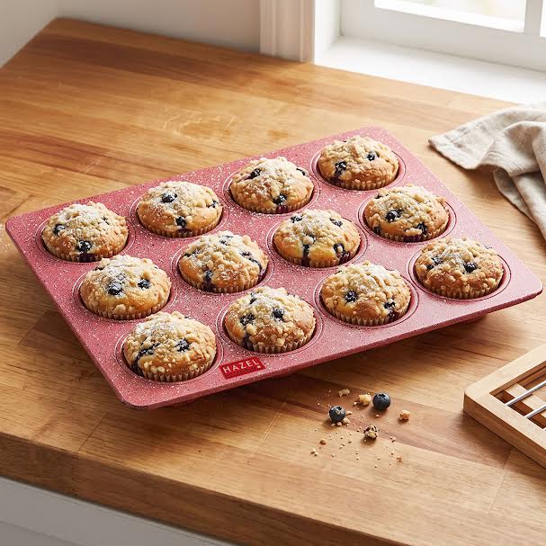 HAZEL Aluminium Non Stick Muffin Tray – 12 Cups (Red)