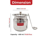 Stainless Steel Supreme Hammered Finish Oil Ghee Pot, 400 ml, Silver