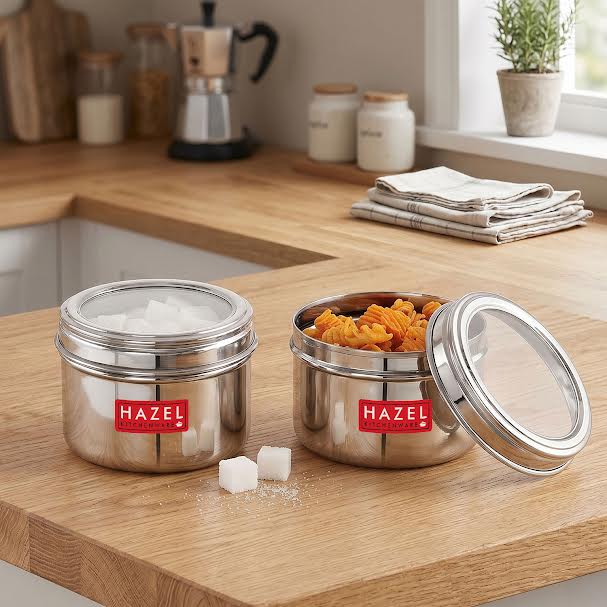 Stainless Steel Airtight Masala, Spice Container Set for Kitchen Storage
