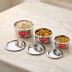 Stainless Steel Patila (Tope) Round Bottom Set of 3, 300ML, 500ML & 800ML