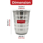 Stainless Steel Drinking Glass, Steel Cup for Water, Juice or Milk, 250ml