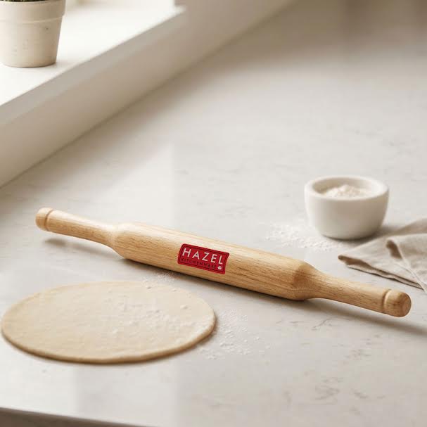 Wooden Belan Rolling Pin, Roti & Chapati Dough Roller, 35 cm