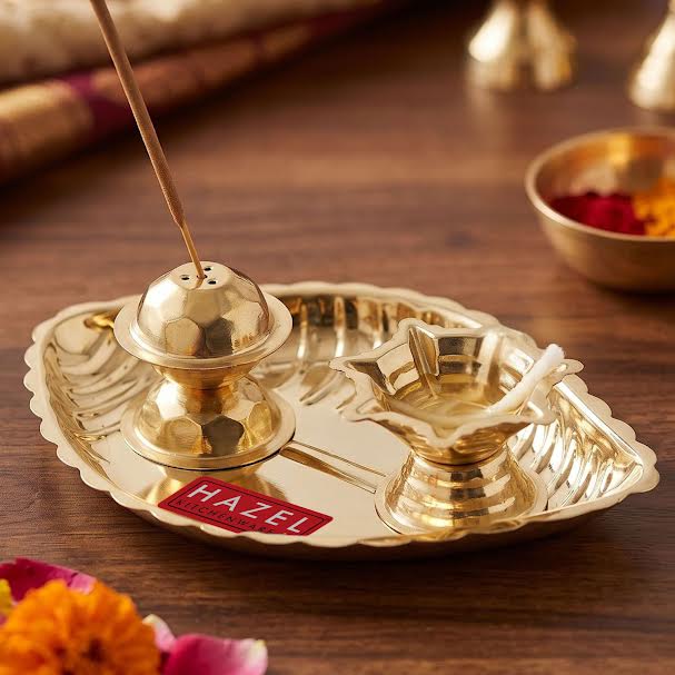 Brass Shank Karma Pooja Thali - Set Of 1