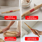Wooden Belan Rolling Pin, Roti & Chapati Dough Roller, 35 cm