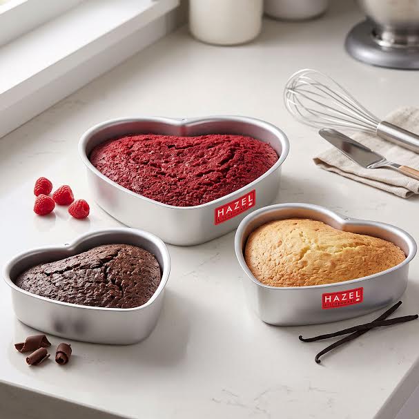 Aluminium Heart Shape Cake Mould Set of 3 - 500g, 750g, 1 kg