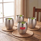 Stainless Steel Drinking Glass Matt Finish, 260ml Set of 4